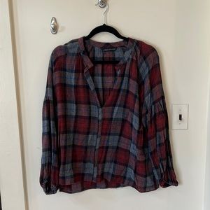 Zara | chic plaid oversized shirt XS